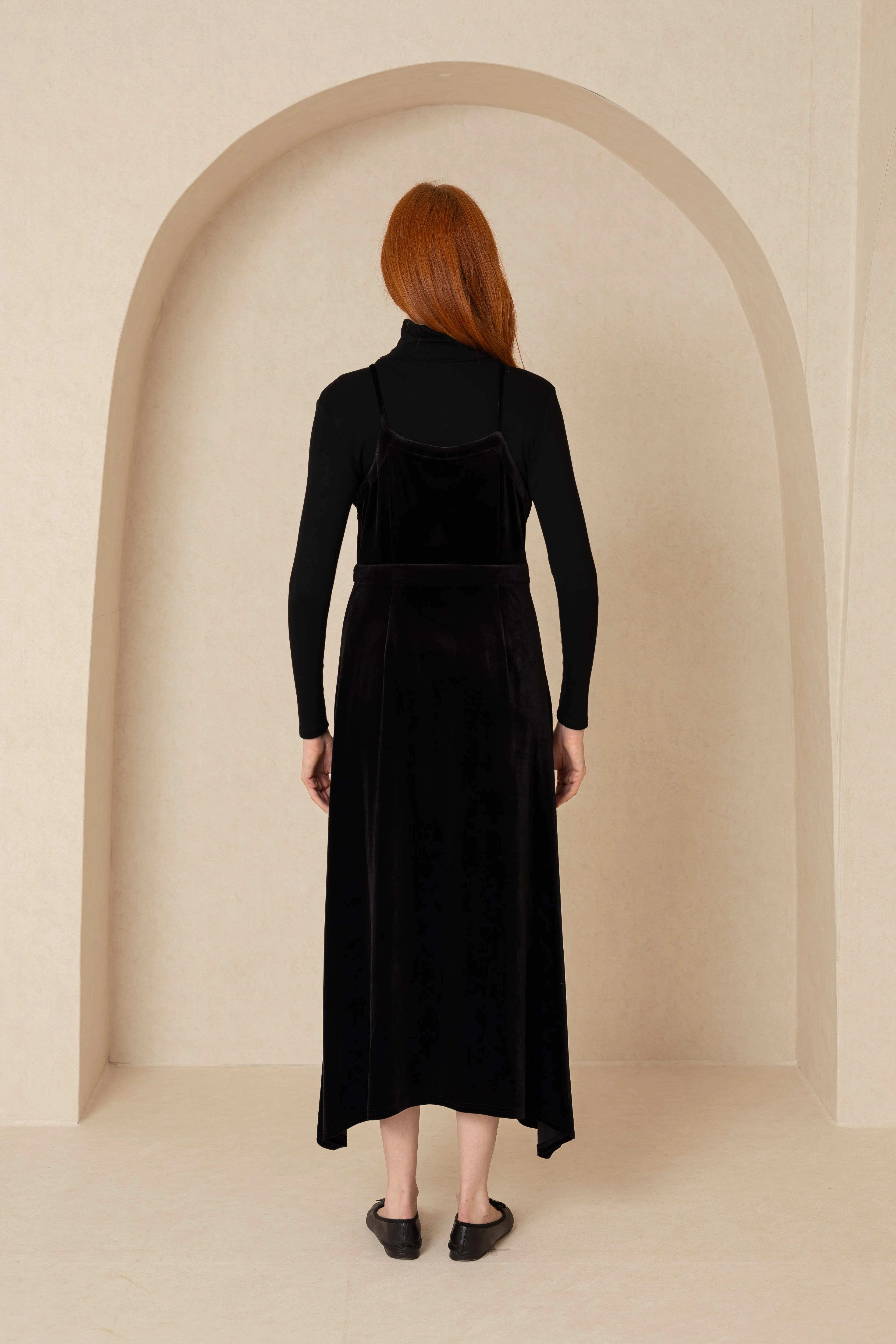 Black Asymmetrical Velour Jumper